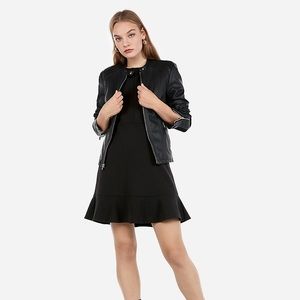 Express Vegan Leather Double Peplum Jacket